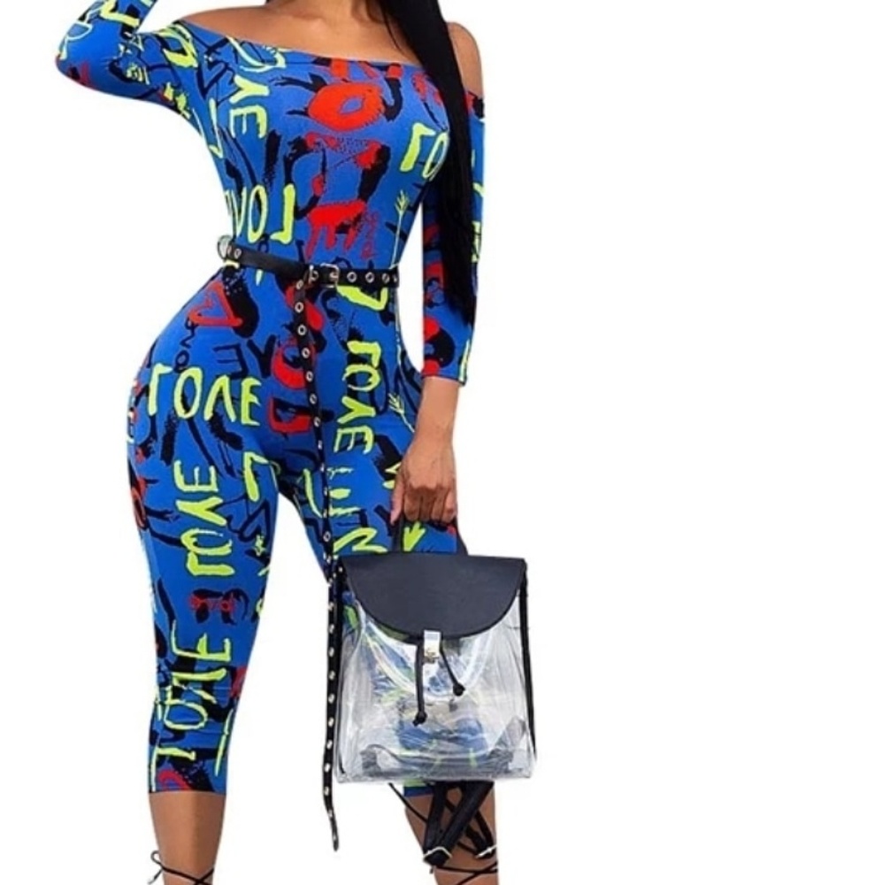 Love Print Letter Jumpsuit